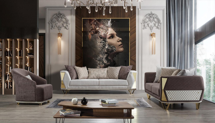 Conjunto de sofá de 3 plazas + 3 plazas + 1 plaza Sofá Sillón Sofás Modernos Marrones nuevos.