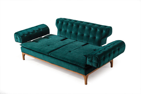 Sofá de lujo de 3 plazas Sofás Asiento Tela Diseño Muebles Estilo Textil Nuevo verde