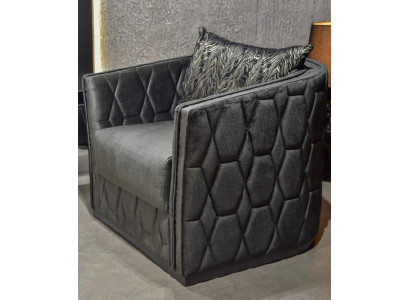 Sillón de una plaza de lujo Gris Tapizado Mueble de relajación Nuevo Metal Textil