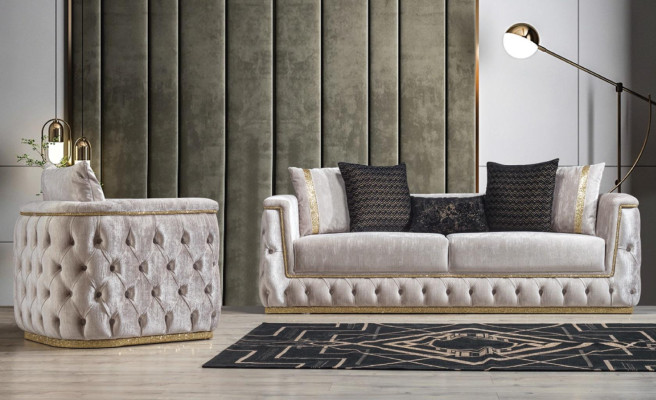 Silla Asiento Diseño Moderno Sala de Estar Tapizado Metal con Tela