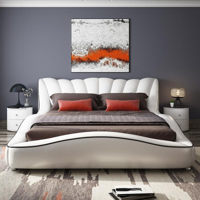 Lujo habitación doble camas de madera textil 180x200 cama clásica.
