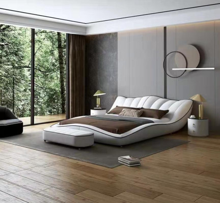 Lujo habitación doble camas de madera textil 180x200 cama clásica.