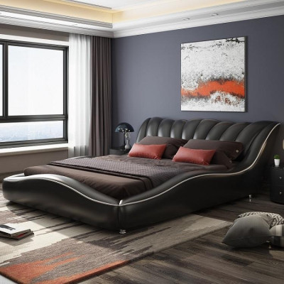 Lujo habitación doble camas de madera textil 180x200 cama clásica.