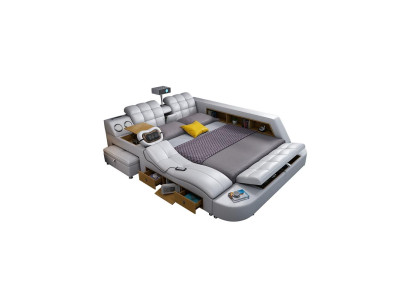 Multifunción Deluxe Cama Masaje Cama Hotel Tapizado Led usb Radio