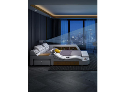 Cama multifunción con función de masaje LED USB del proyector de televisión de lujo del hotel.