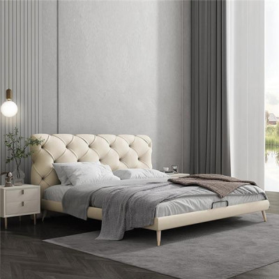 Camas de 180x200 cm Textil Dormitorio Tela Cama Diseño Chesterfield Lujo