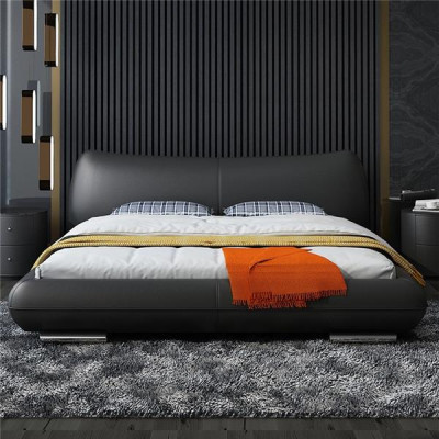Camas textiles de cuero Hotel de lujo Terciopelo Tapicería Tejido Diseñador Cama Dormitorio