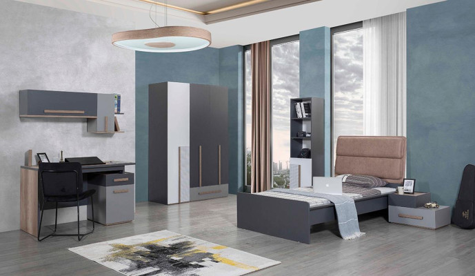 Armario estilo moderno, armarios, estantería, armario ropero para habitación juvenil de madera.