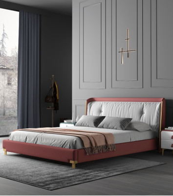 Cama doble Diseño de camas Acolchado Dormitorio 180x200cm Moderno Madera
