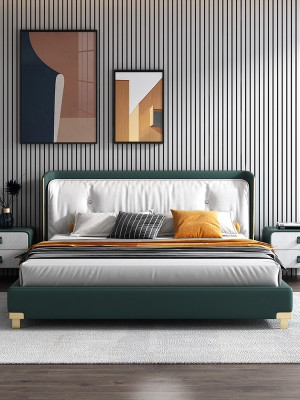 Cama doble Diseño de camas Acolchado Dormitorio 180x200cm Moderno Madera