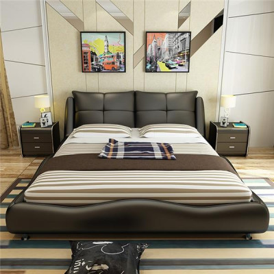 Diseño moderno de hotel marco lujo dormitorio camas diseño cama de cuero.