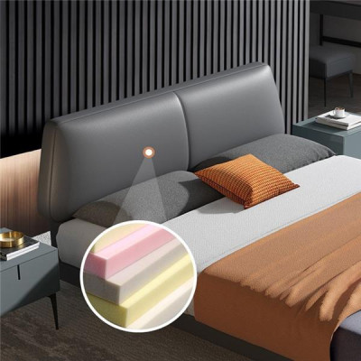 Diseño de lujo cama doble hotel matrimonial cuero cama de dormitorio de lujo.