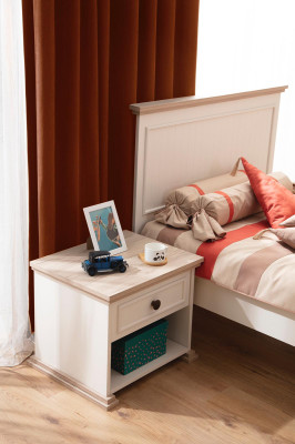 Diseño de muebles modernos Mesita de noche Niño Auxiliar Habitación juvenil Beige Madera