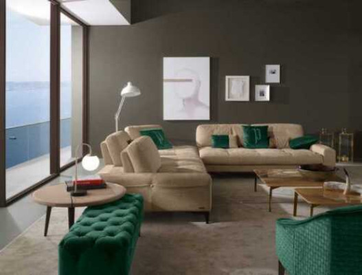 Cuero en forma de L Sofás de lujo Sofá esquina Sofá de esquina Sofá Muebles italianos