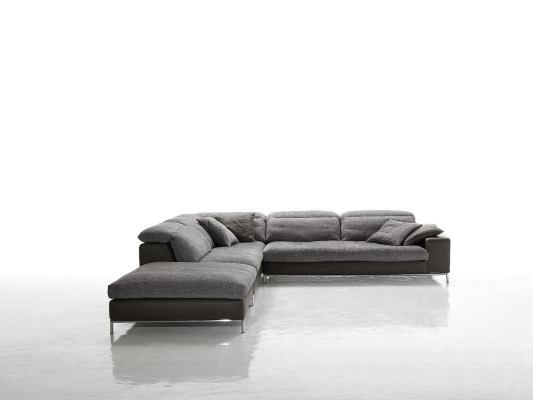 Diseño de sofá esquinero en forma de L, sofá de tela Prianera, sofás modernos, acolchado gris, nuevo.