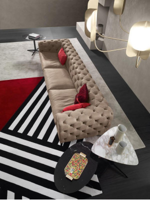 Sofá de 4 plazas, sofás de cuero de lujo de diseñador nuevos, sofá de lujo Chesterfield nuevo.