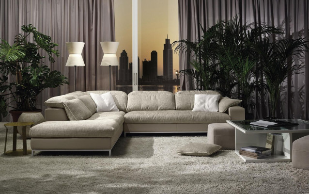 Diseño de sofá de esquina en forma de L Sofás modernos Textil Sofá Salón Sofá Moderno Nuevo