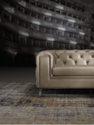Sofá 3 plazas salón Chesterfield muebles diseño lujo estilo italiano beige