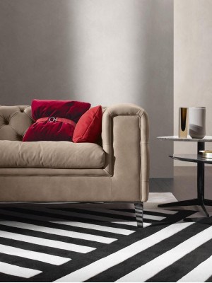 Sofá 3 plazas salón Chesterfield muebles diseño lujo estilo italiano beige