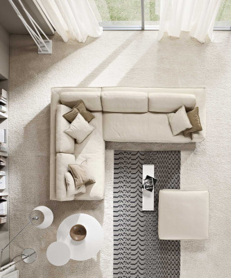 Sofá esquinero de salón en forma de L moderno blanco. Sofás de diseño nuevos.
