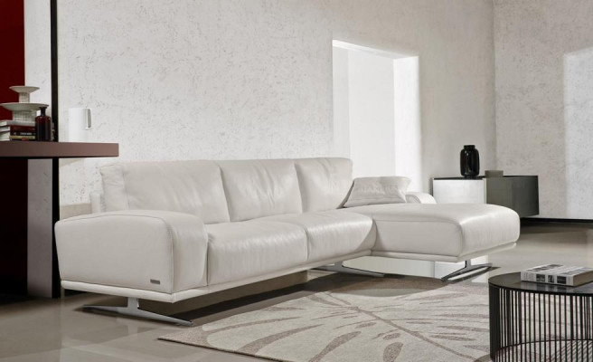 Sofá esquinero en forma de L, muebles de lujo para la sala de estar, diseño de sofá blanco, muebles italianos nuevos.