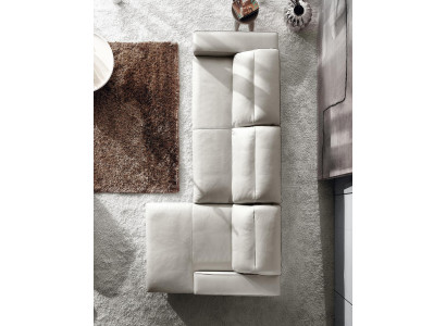 Diseño de sofá en forma de L con tapizado de cuero lujo para el sofá de la sala de estar.