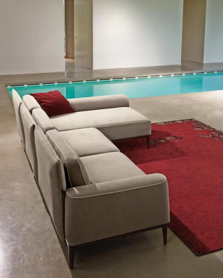 Sofá en forma de L de esquina Lujo Muebles Sofá gris Diseño Muebles de salón Italiano.