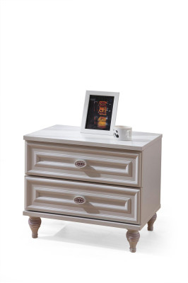 Diseño de mesita de noche auxiliar blanca de madera de muebles nueva.