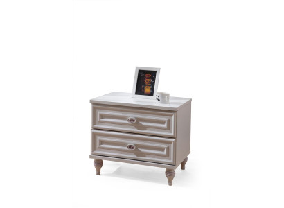 Diseño de mesita de noche auxiliar blanca de madera de muebles nueva.