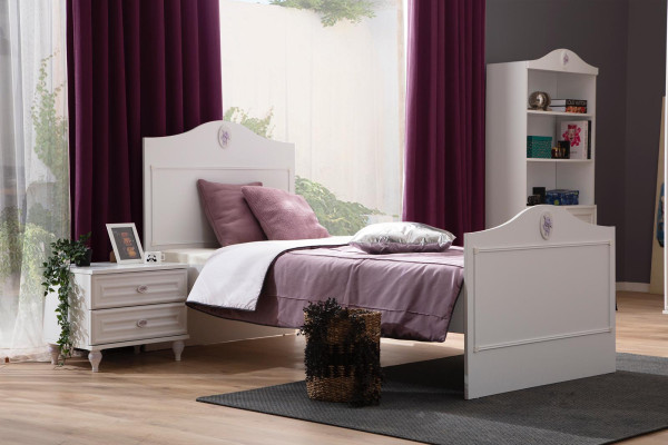 Diseño de mesita de noche auxiliar blanca de madera de muebles nueva.