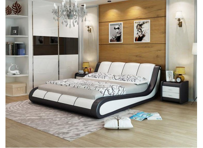 Camas de lujo muebles de dormitorio cama doble diseño tela hotel azul