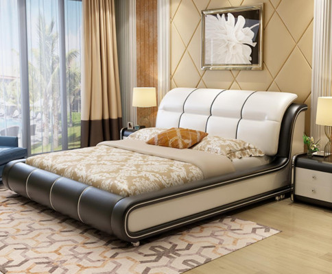 Diseño de tela para hoteles, camas verdes de lujo en dormitorios. Cama boxspring.