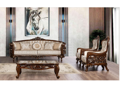 Conjunto de sofás, sofá de 3 plazas y 2 sillones de tela para la sala de estar, 3 piezas