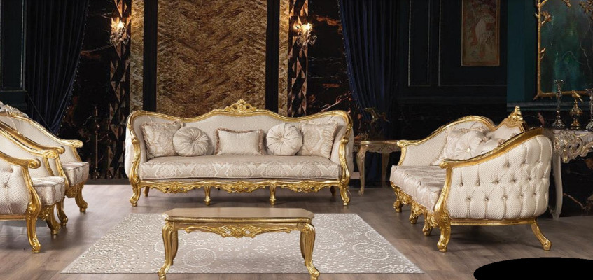 Conjunto de sofás 3+3 plazas Sofá Sofás Sillones Asiento Juego de tapizados Tela Sala de estar Barroco