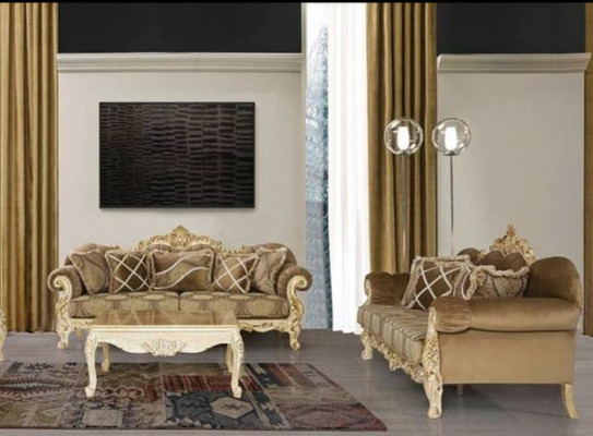 Conjunto de sofás de 3+3 plazas con tela clásica para sala de estar, sofá, set de sofás, nuevo.