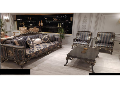 Conjunto de sofás 3+1+1, mesa de centro, sillón, conjunto de sofás de tela de estilo barroco.