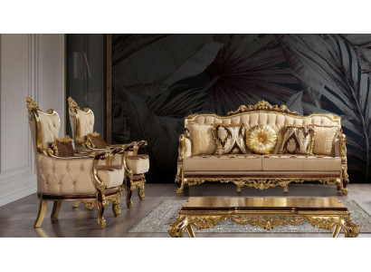 Conjunto de sofás 3+1+1 sofá sofás sillón lujo set diseño barroco sofá