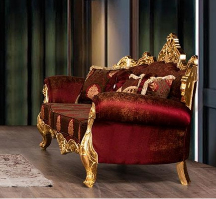 Conjunto de sofás sillones, juego de sofás 3+1+1 plazas de tela de lujo estilo barroco para sala de estar.