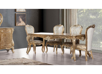 Sala de estar Conjunto de mesa y silla Grupo de accesorios Juego de madera Mesa Mesas Conjuntos barrocos de 5 piezas