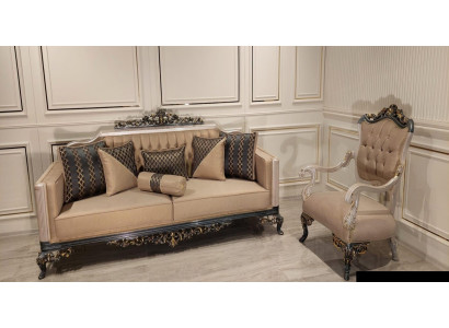 Set de tapicería de lujo: juego de sofá 3+1 asientos, sofá, sofás, sillón de tela de 2 piezas.