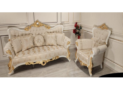 Conjunto de sofá de lujo de 3+1 plazas de la colección Gruppe, tapizado en tela, sofá, sofás y sillón de estilo barroco, nuevo.