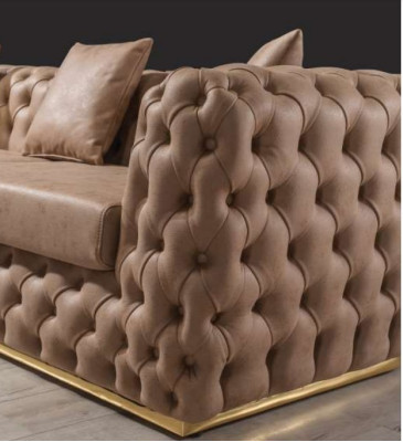 Conjunto de sofá Chesterfield de lujo de 3 plazas + 1 + 1, sofá y sillones de cuero.