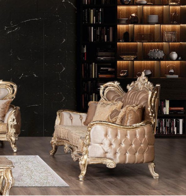 Sofá de tres plazas en terciopelo, estilo barroco rococó, muebles nuevos.