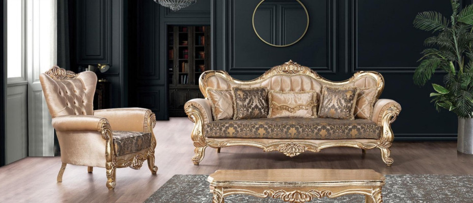 Conjunto de sofás de lujo 3+1 asientos Conjunto de sillones Sofás Asientos Tela Sala de estar Nuevo