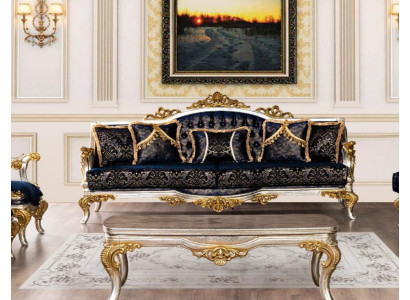 Asiento sofá de tres plazas 3 plazas Sofás Tela Estilo Barroco Rococó Clásico Nuevo