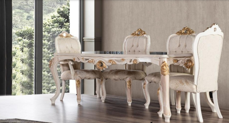 Comedor Mesa Silla Conjunto de lujo Silla de comedor Mesa Mesas Madera Grupo