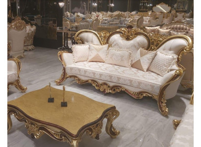 Sofá de tres plazas de lujo estilo Barroco Rococó en tela de 240cm.
