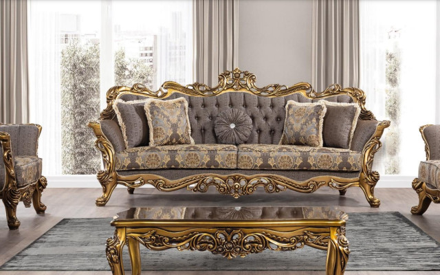 Sofá de tres plazas 3 plazas Sofá cama Sofás Sillón Asiento Tela Estilo Barroco