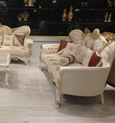 Sofá de tres plazas 3 plazas Sofás Barroco Rococó Asiento Tela Estilo Muebles Barrocos