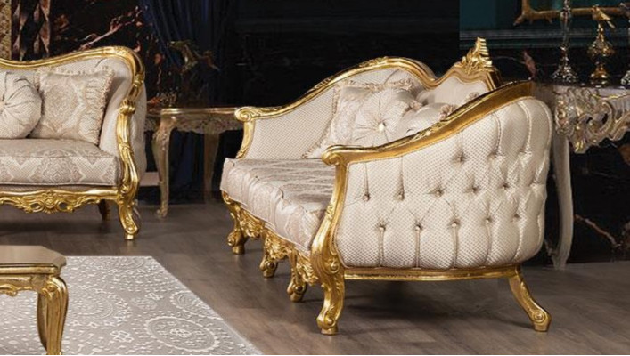 Sofá de tres plazas 3 plazas Sofá barroco rococó Sofás Sillones Asiento Tela Estilo sofá